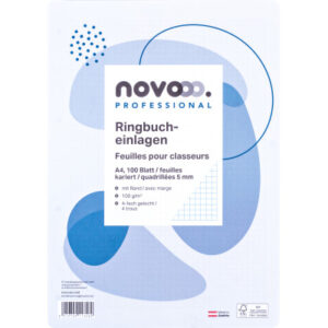 NOVOOO Ringbucheinlagen A4 731885 5mm kariert,100g,Rand 100 Bl.