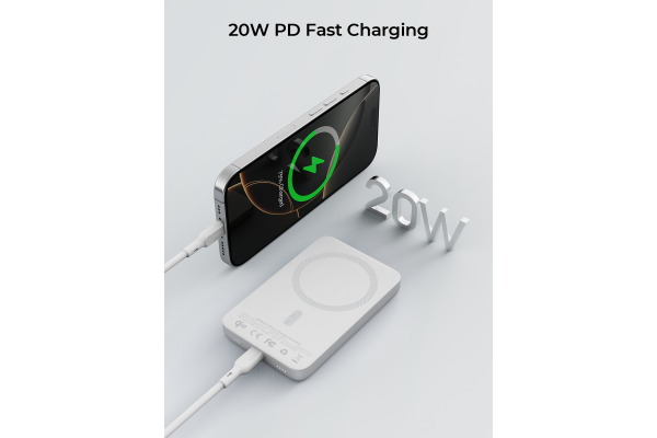 AUKEY MagFusion Slim 10000mAh PB-MS08 S Powerbank Qi2 Wireless,White – Bild 4