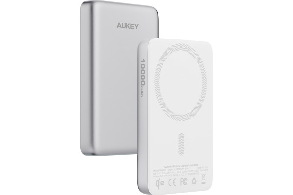 AUKEY MagFusion Slim 10000mAh PB-MS08 S Powerbank Qi2 Wireless,White