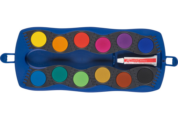 Faber-Castell 125001 Scatola Colori CONNECTOR 12 Colori - Con Bianco Opaco, Vasetti Agganciabili