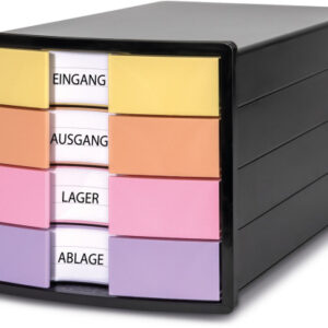 HAN Schubladenbox IMPULS A4/C4 1012-139 schwarz/pastell, 4 Schubladen
