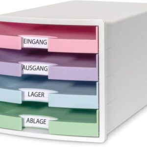 HAN Schubladenbox IMPULS A4/C4 1013-129 weiss/pastell, 4 Schubladen