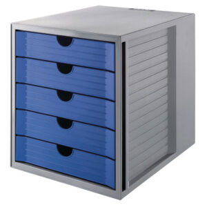 HAN Schubladenbox Systembox A4 14508-16 blau öko 5 Fächer