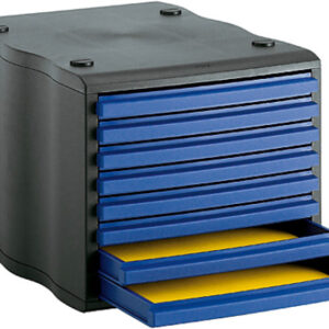 STYRO Schubladenbox styrowave 248-8550 schwarz/blau 8 Schubladen