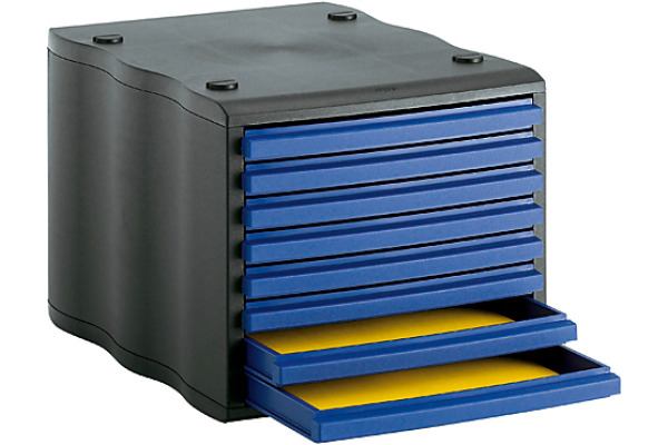 STYRO Schubladenbox styrowave 248-8550 schwarz/blau 8 Schubladen