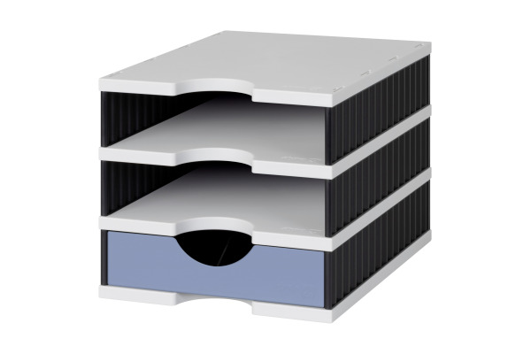 STYRO Ablagesystem styrodoc uno 268-0103 grau/sz/blau 2 F./1 Schubl.