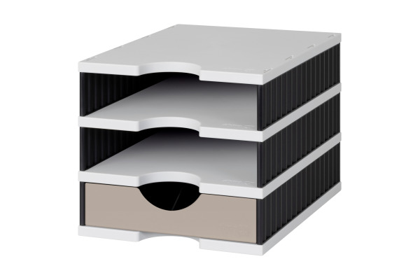 STYRO Ablagesystem styrodoc uno 268-0103 grau/sz/taupe 2 F./1 Schubl.