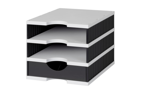 STYRO Ablagesystem styrodoc uno 268-0103 grau/schwarz 3 Fächer