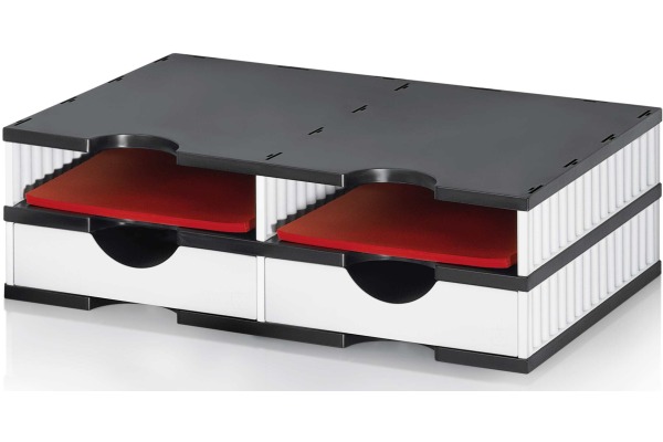 STYRO Ablagesystem styrodoc duo 268-0202 schwarz/weiss 2 F./2 Schubl.