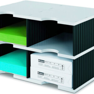 STYRO Ablagesystem styrodoc jumbo 268-0222 grau/schwarz 4 Fächer