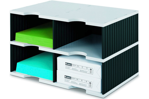 STYRO Ablagesystem styrodoc jumbo 268-0222 grau/schwarz 4 Fächer