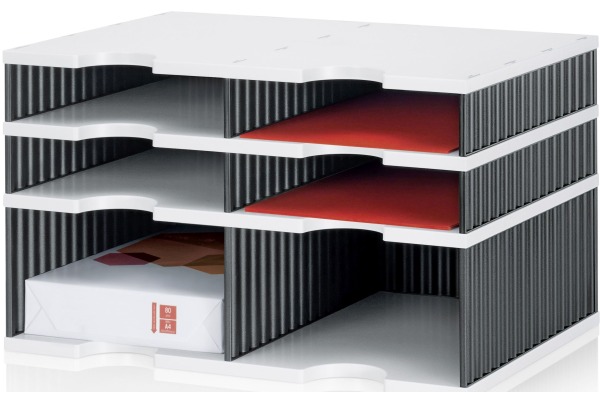 STYRO Ablagesystem styrodoc duo 268-20222 grau/schwarz 6 Fächer – Bild 2