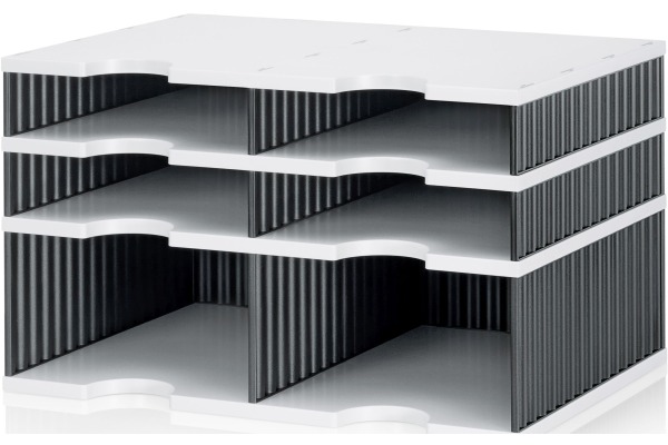 STYRO Ablagesystem styrodoc duo 268-20222 grau/schwarz 6 Fächer