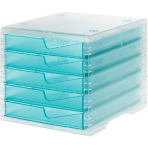STYRO Styroswingbox light 275-8430 transparent/aqua 5 Schubladen