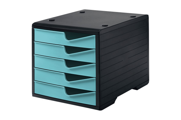 STYRO Styroswingbox 275-8430 schwarz/aqua 5 Schubladen