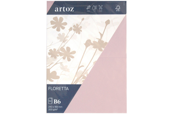 ARTOZ Karten 1001 B6 836226281 200g, light rose 5 Blatt