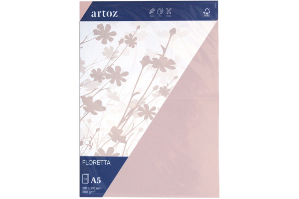 ARTOZ Karten 1001 A5 839226281 200g, light rose 5 Blatt