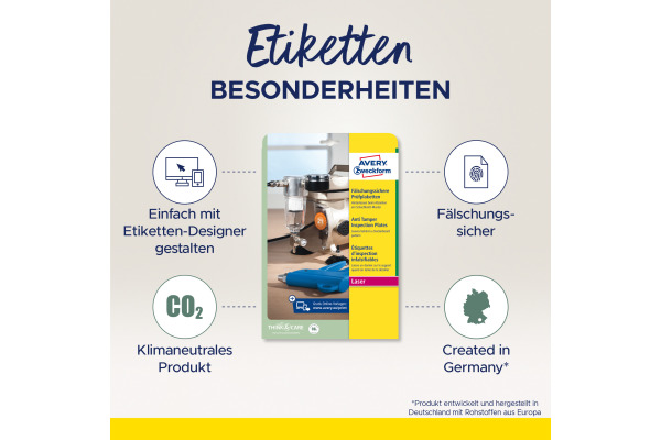 AVERY ZW. Prüfplaketten 30mm L7806-10 weiss, perm. 10 Bl.240Stk. – Bild 2