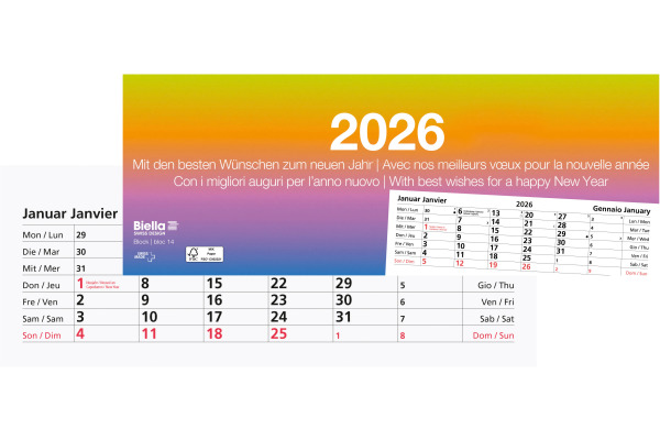 BIELLA Abreissblock Nr.14 2026 889014000 1M/1S mehrfarbig ML 24x9cm – Bild 3