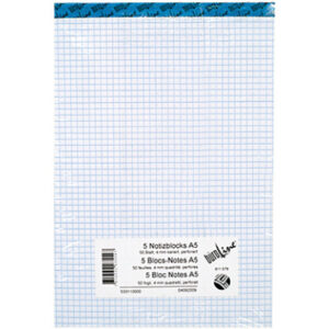 BÜROLINE Büroblock weiss A5 725264 kariert 70g, 4mm 5x100 Blatt