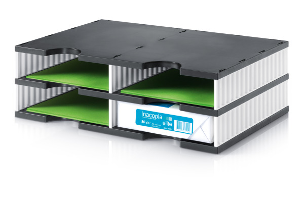 STYRO Ablagesystem styrodoc duo 268-0202 schwarz/weiss 4 Fächer