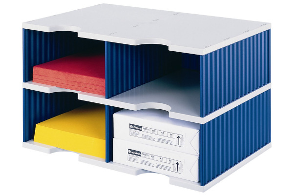 STYRO Ablagesystem styrodoc jumbo 268-0222 grau/blau 4 Fächer