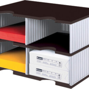 STYRO Ablagesystem styrodoc jumbo 268-0222 schwarz/grau 4 Fächer