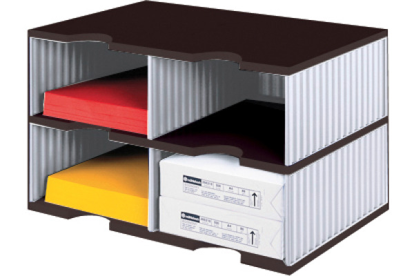 STYRO Ablagesystem styrodoc jumbo 268-0222 schwarz/grau 4 Fächer