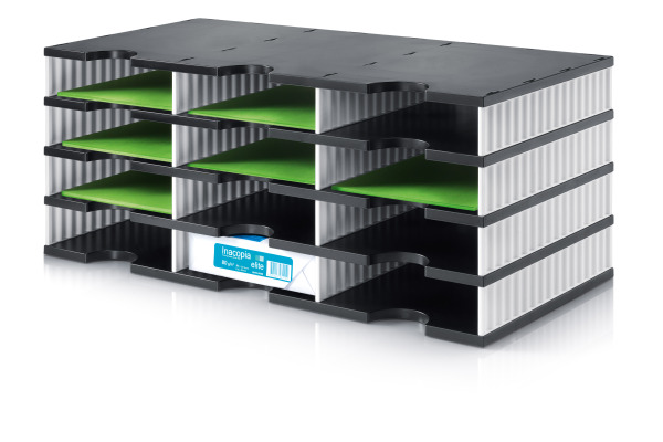 STYRO Ablagesystem styrodoc trio 268-0304 schwarz/weiss 12 Fächer