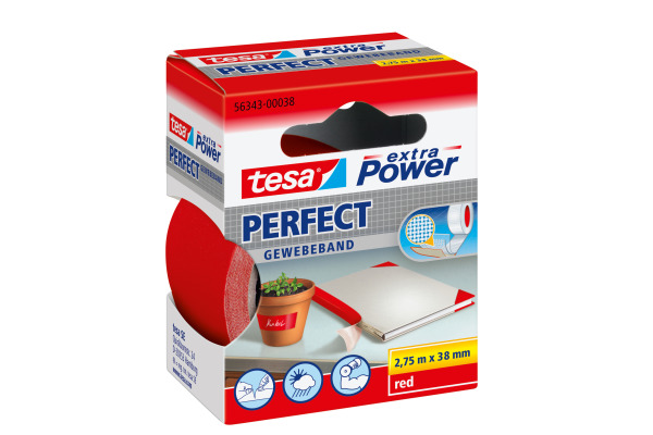 TESA Extra Power Perfect 2.75mx38mm 563430003 Gewebeband. rot