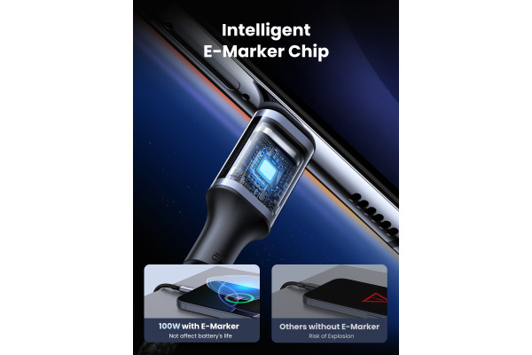 UGREEN Fast ChargingCable 100W Max 70427 5A,USB-C-USB-C,PD,Black 1m – Bild 4