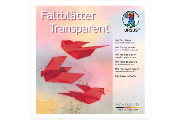 URSUS Faltblätter Origami 14x14cm 2536122 rot 100 Blatt