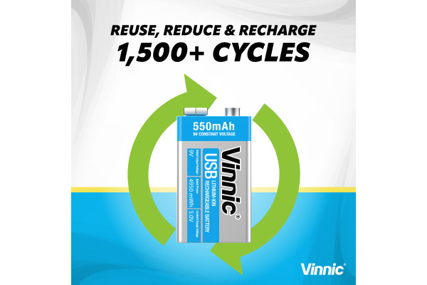 VINNIC USB Rech. Batt. 9V Type-C VPRB-UC9V 550mAh,Case,1pcs. – Bild 2