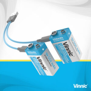 VINNIC USB Rech. Batt. 9V Type-C VPRB-UC9V 550mAh,Case,1pcs.