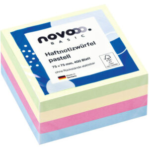 NOVOOO Haftnotizen pastell 75x75mm 311717 assortiert 4x100 Blatt