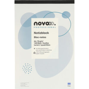 NOVOOO Notizblock recycling A4 694729 kariert 4mm, 70g 2x100 Blatt