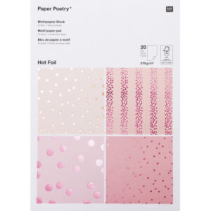 RICO DESI Motivpapierblock Hot Foil 99001.50. 270g, Beere Mix,10 Blatt