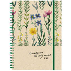 SIMPLEX Schüleragenda Graspapier 26/27 500410.27 1W/2S 12M Flowers ML 12x16.5cm