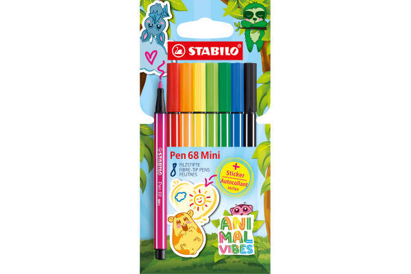 STABILO Fasermaler Pen 68 1mm 668/8-07 Animal Vibes 8 Stück
