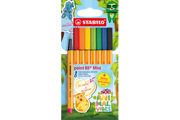 STABILO Fineliner Point 88 Mini 0.4mm 688/8-07 Animal Vibes 8 Stück