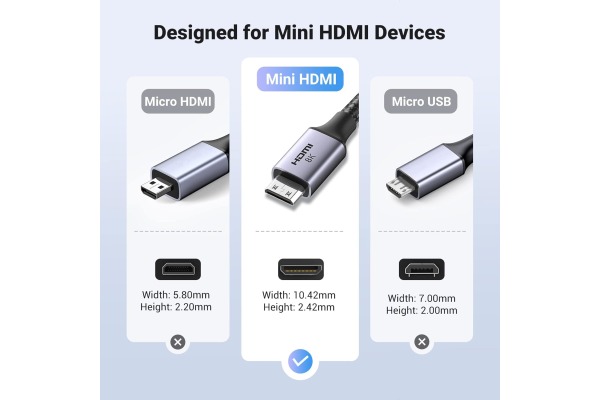 UGREEN Cable Mini HDMI to HDMI 8K 15515 2m,Black,BB – Bild 3