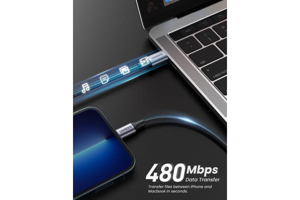 UGREEN Cable USB-C-Lightning PD 60759 1m,Fast Charging,3A Max,Bl. – Bild 3