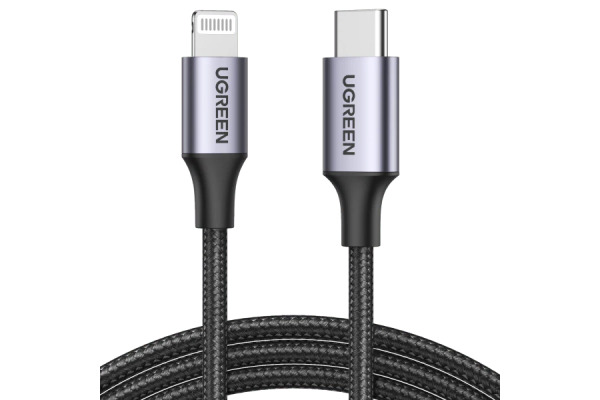 UGREEN Cable USB-C-Lightning PD 60759 1m,Fast Charging,3A Max,Bl.