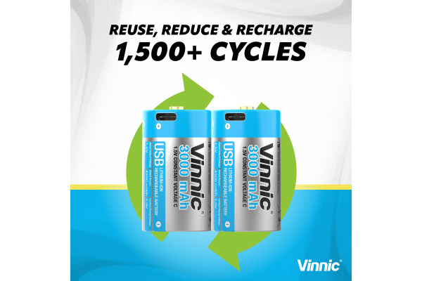 VINNIC USB Rech. Batt. D Type-C VPRB-UCD- 3000mAh,Case,2pcs. – Bild 3