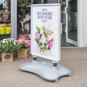 DEFLECTO Kundenstopper Outdoor A1 PPA100S silber 78.5x113cm