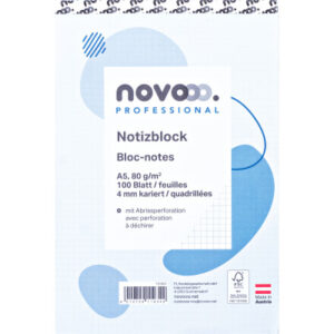 NOVOOO Notizblock weiss A5 731507 kariert 4mm, 80g 2x100 Blatt