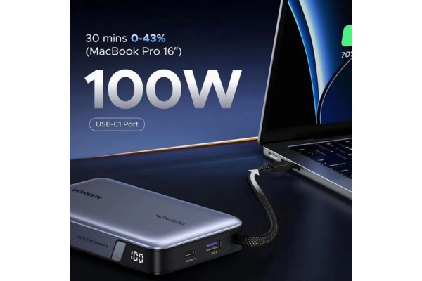 UGREEN Power Bank 145W 55992B Built-in Cable,Space Grey – Bild 2