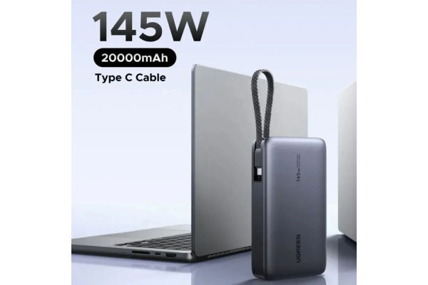 UGREEN Power Bank 145W 55992B Built-in Cable,Space Grey – Bild 3