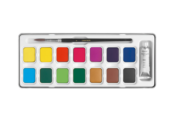 CARAN d'A Gouache Studio Wasserfarben 1000.315 14 Farben, 1 x weiss + Pinsel – Bild 3