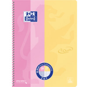 OXFORD Spiralheft Touch A4+ 400207175 rosa/gelb kariert/liniert